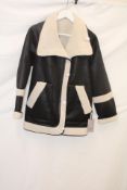 Urban Code London Studios Faux Leather, Faux Fur Jacket, Black/Cream, Size M