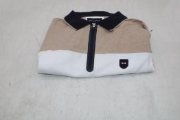 Eden Park Polo Shirt, Sand/White/Navy, Size M