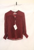 Iris & Ink Imogen Chiffon Blouse, Burgundy, Size 4