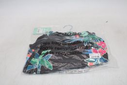 Four Zoggs Retro Surf Adjustable Classicback Swimsuit, Black with A Tropical Print, Sizes 1x UK-8, 1