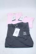 Three Haglofs LIM Tech T Shirts, 2x Pink, Sizes 1x M, 1x L and 1x Grey, Size M