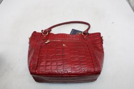 Ashwood Zara Medium Croc Leather Grab Bag, Red