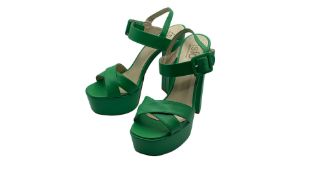 Isabella Lorusso Women's Green Leather Sandals, Green, EU 40