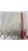 Two Wizar & Alcor 70% Linen 30% Cotton Blanket, Beige, L90