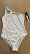 Massimo Dutti Womens One Piece Asymmetric Swimsuit, White, Size M, Dirt Marks