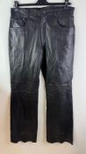 Country Field Trucker Women's Leather Trousers, Wide Leg, Black, W 38/ L34. Used