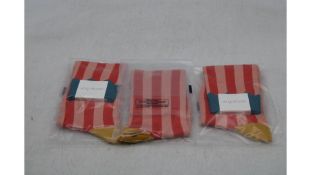 Three packs of Jo Gordon Two Colour Vertical Stripe Red Knee Socks, Size S