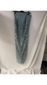Staud Women's Casey Sequined Strapless Maxi Dress, Mist Blue, UK 12. Used