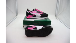 Puma Womens Future Ride Neon Play Trainers, Black. Pink, UK 6.5