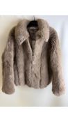 Gini London Women's Faux Fur Jacket, Stone, Size S-M