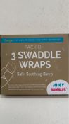 Five Juicy Bumbles Pack of 3 Baby Wraps, Large, 4-6 Months, Up to 84cm, 33