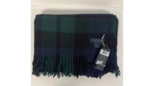 Kinalba Cashmere Throw, Navy, Green, 220 X 140 Cm