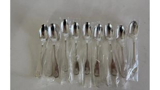Ten Silver Plated Teaspoons with Logo
