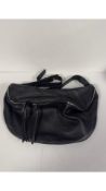 Unbranded Double Zip Leather Shoulder Bag, Black, Large, No Tags