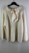 Women's Glittery Jumper, Long Sleeve, Cream, Bow Tie, Large, No Tags