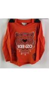 Kenzo Kid's Logo Tiger Print T-Shirt, Orange, Size 2A