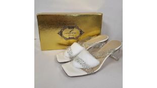Rhinestone Women's Embelished Mule Healed Sandals, Clear. Size 39 EU