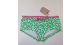 Four JohnnieB Bikini Bottoms, Green Flowers, Size 13-14 Years