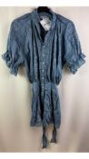 Julia Dunn Cotton Acid Wash Blouse Dress, Blue, Size 1