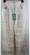 Frame Women's High Rise Baggy, Wide Leg Trousers, Beige, Size 14, Stain On The Bottom of The Leg