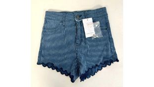 Smallable Girls Stripe Andrei Denim Shorts, Blue, Size 10 Years