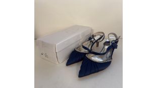 Unbranded Womens Pleated Rhinestone Slingback Pointed Toe Heels, Blue, EUR 39. Box damaged