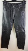 Unbranded Women's Leather Trousers, Black. Used, UK 12, L 30