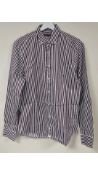 Baldessarini Tribute to Nature Mens Button Down Shirt, Size M/40, Maroon Stripe