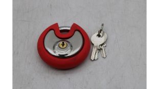 Ten Hardened Stainless Steel Padlock, Red. Box damaged