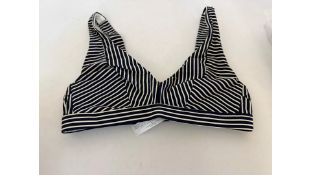 Four Chantelle Femilet Underwired Plunge Bikini Top, Dark Stripes, Medium, No Tags