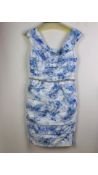 ISPIRATO Mother of The Bride Short Sleeve Dress, Size 12 UK, Blue & White