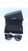 Chanel Buterfly Sunglasses, Black and Red/Polar Gradient Grey Lenses, Damaged/Stretched