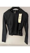 Stronger Valentine Long Sleeve Wrap Top, Black, Size XS