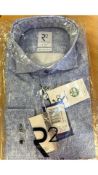 R2 Amsterdam Men's Light Blue 2 PLY Phatfour Organic Cotton Shirt, Size 40/15.75