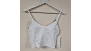 Two Lululemon Align Cropped Cami Tanks, White, UK 12. Dirty, Marks all over