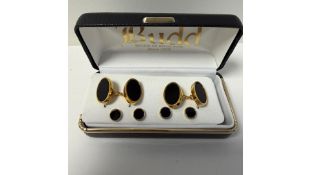 Budd Gilt and Onyx Half Suite, Studs and Cufflinks, Black/Gold