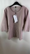 Henriette Steffensen Women's Blouse, Pink/Nude, 3/4 Sleeve, Round Neck, Small