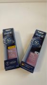 Two Oral B Pro Sensitive Clean Toothbrush Heads, 4 Per Pack, White. Box damaged