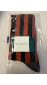 Jo Gordon Socks Two Colour Vertical Striped Knee Socks Brown, Size M