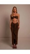 Two Mars The Label Women's The Knot Bandeau Maxi Set, Brown, UK 12