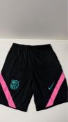 Four Nike F.C. Barcelona Strike Older Kids' Football Shorts, Slim Fit, Black, Size L