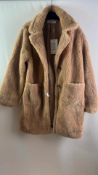 Gini London Women's Teddy Overcoat, Camel, Size L/XL