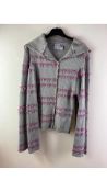 Linus Stueben Women's Sheep Cardigan with Four Sleeves, Grey and Pink, Brand Size Too Small. Used