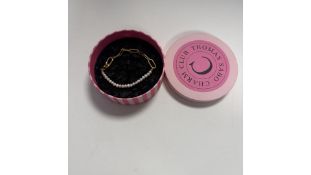 Thomas Sabo Women's Charm Bracelet, Paperclip and Pearls, Gold Plated