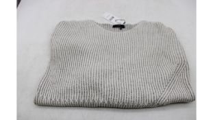 Oui Cotton Blend Rib Knit Jumper, Stone Grey, Silver, Size UK 12