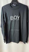 Three Boy London Men's LS T-Shirt, Black, XL, New