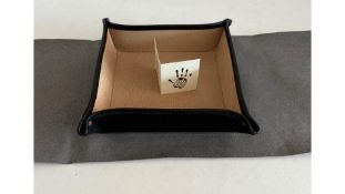 Maxwell Scott Llario Tidy Tray, Black Handmade from Italian Leather, Suede Lining