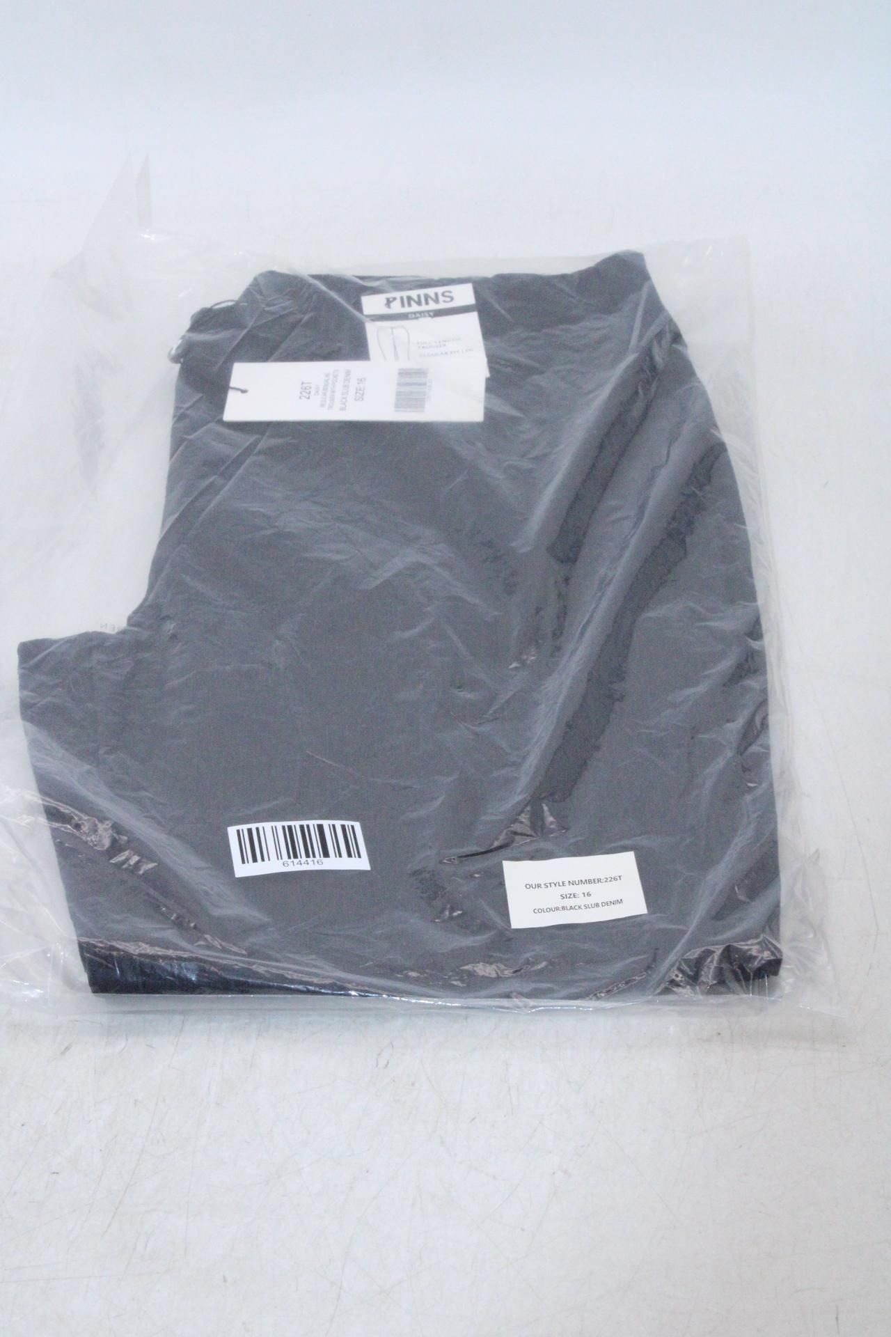 Pinns Daisy Bengaline Regular Fit Trousers, Black Slub Denim, Size 12
