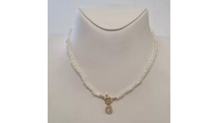 By Nouck Pearl Initial Choker Necklace with Pearl Initial 'G', 36cm