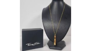 Thomas Sabo Charm Club Gold Plated Tag Necklace 50cm